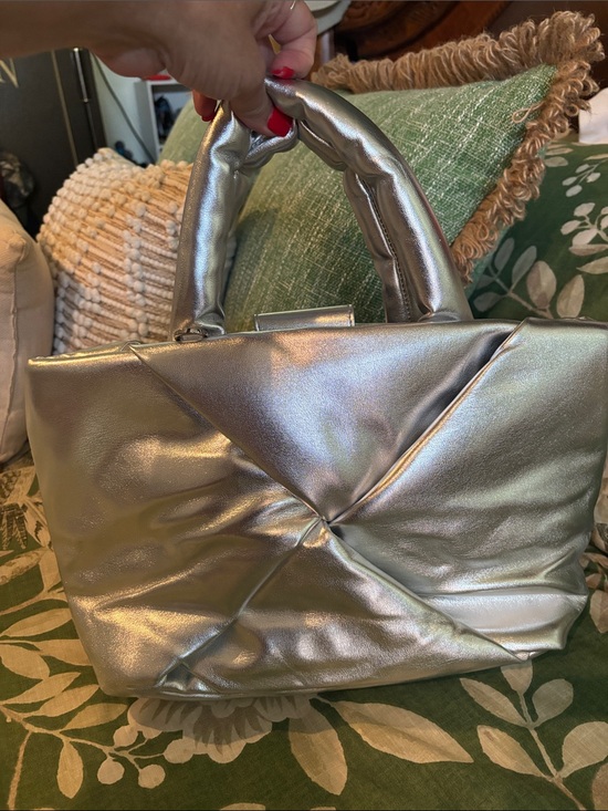 a new day Handbags - a new day Silver Metallic Padded Top-Handle Tote